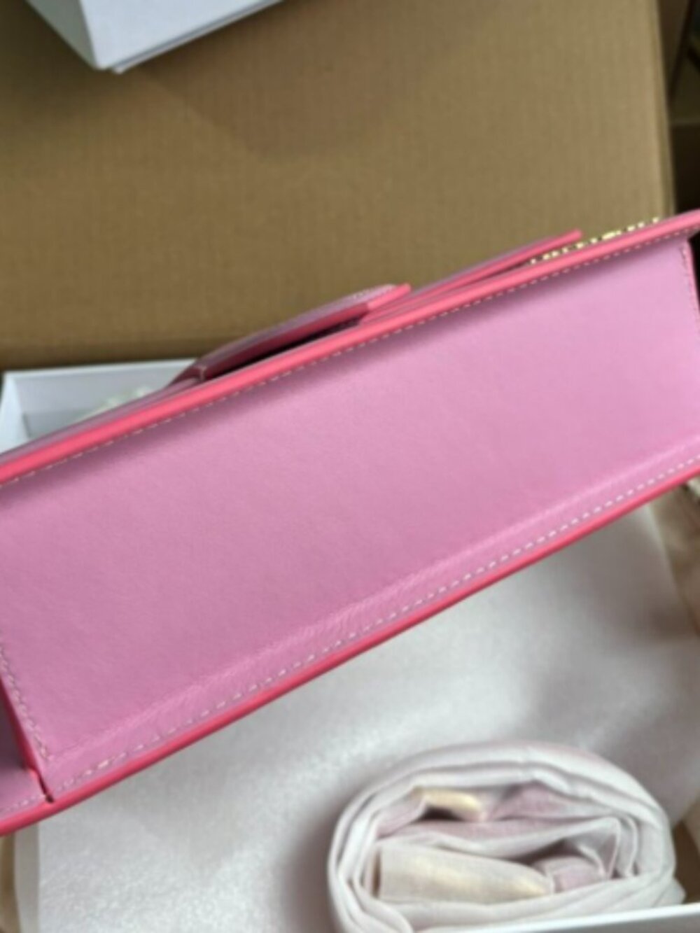 Jacquemus Le Bambino Long Medium Pink Leather Crossbody Bag - Picture 5 of 7